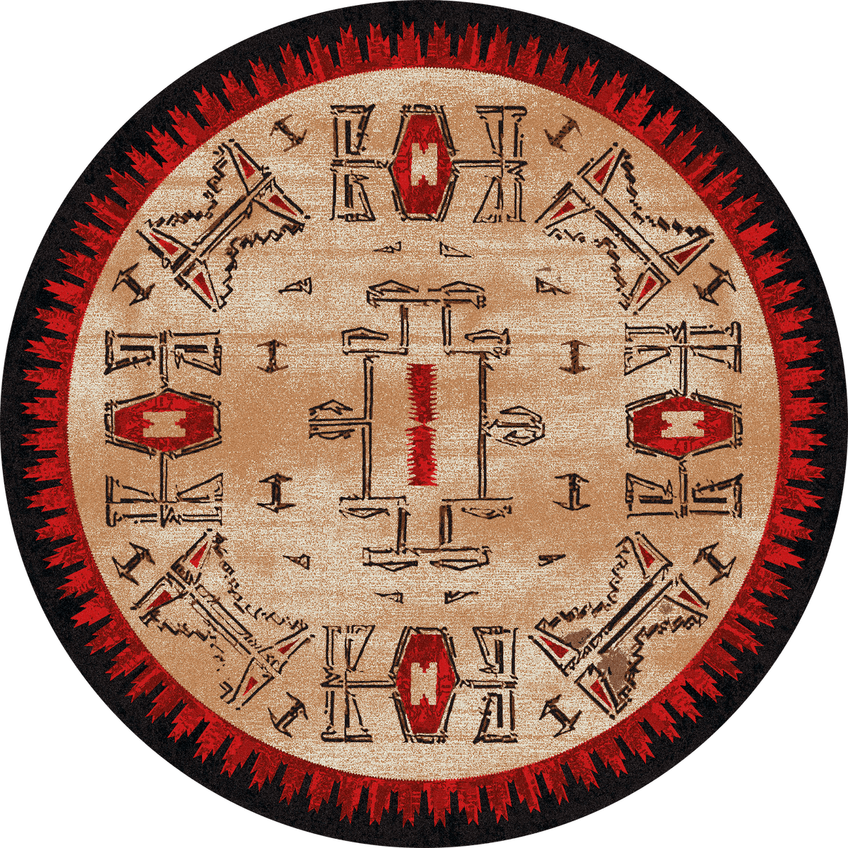 American Dakota Teec Nos Crush OKA Red Rug - OKA0345RED234