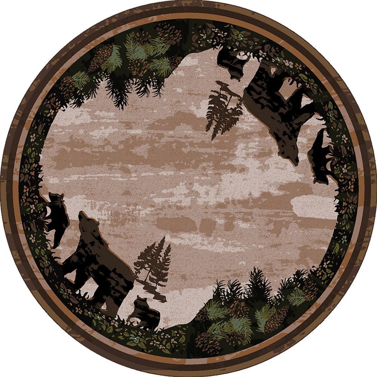 American Dakota Timber Bears Tree Line Rug - 0255TLN234