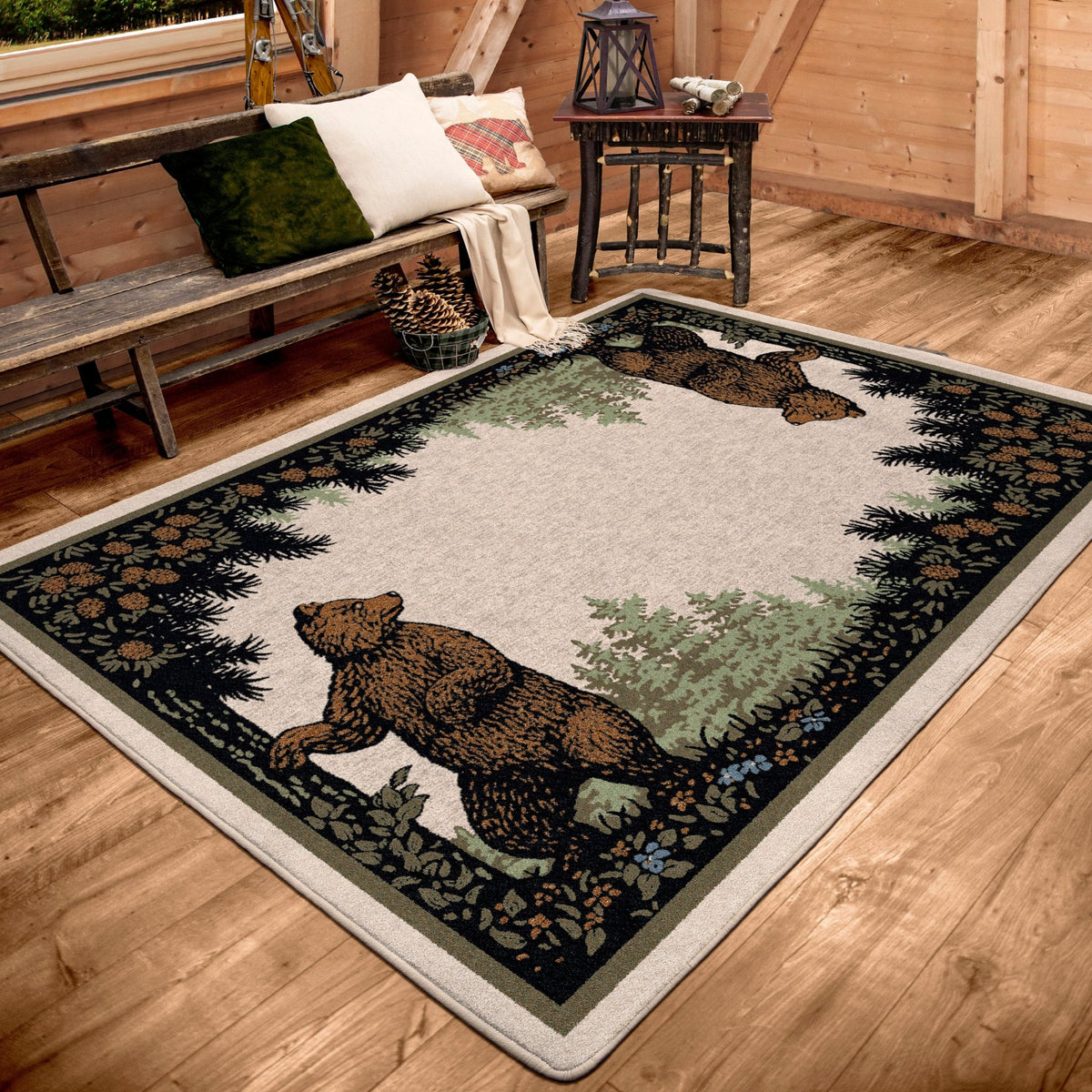 American Dakota Twin Bears Green Rug - 0110GRN234