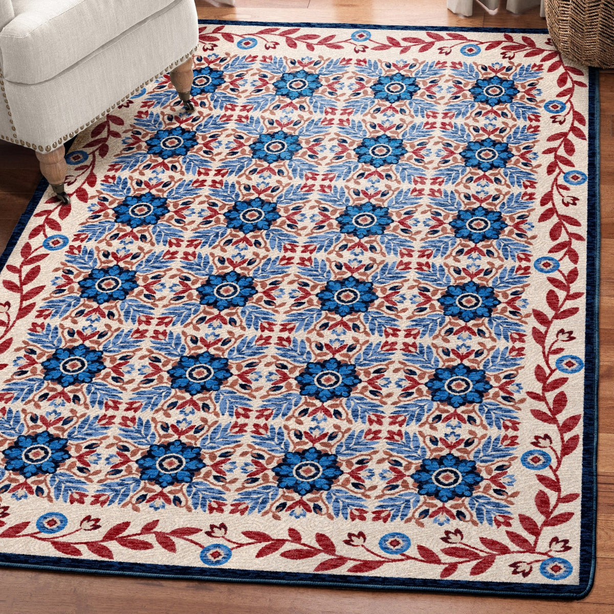American Dakota United Quilt Antique Red White & Blue Rug - 0723RWB234