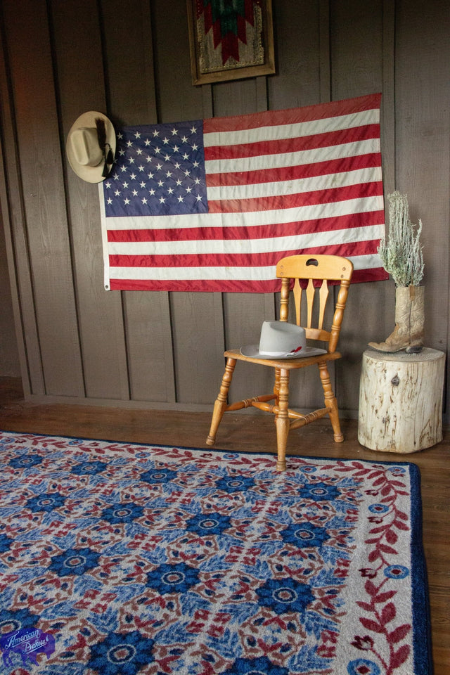 American Dakota United Quilt Antique Red White & Blue Rug - 0723RWB234