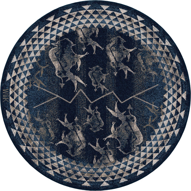 American Dakota Will K Buffalo Rising Midnight Rug - 0786MNT234