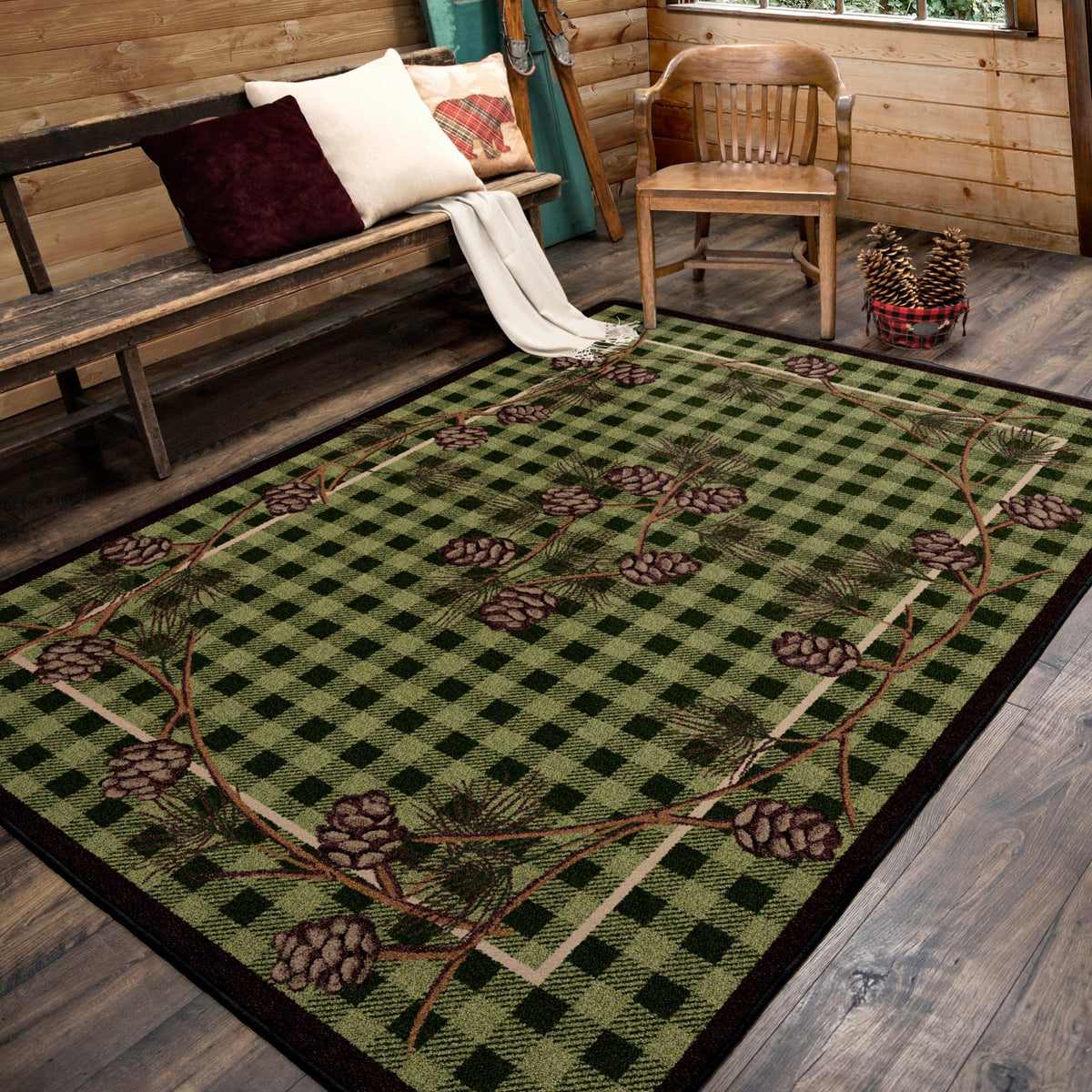 American Dakota Wooded Pines Green Rug - 0180GRN234