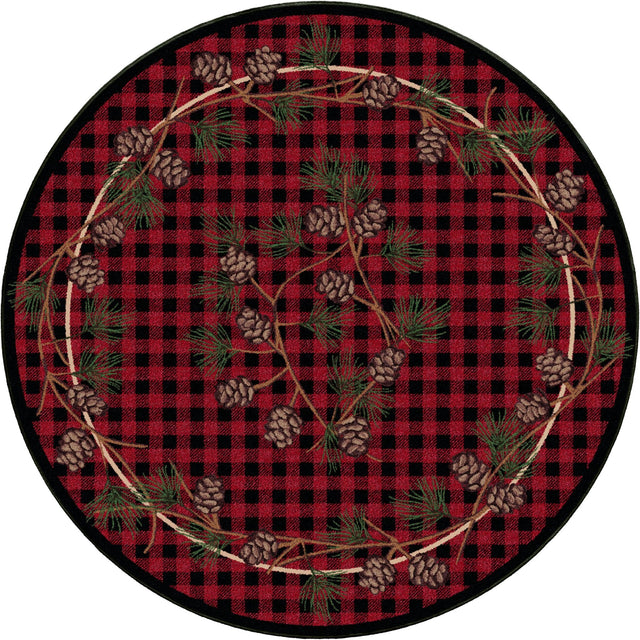 American Dakota Wooded Pines Red Rug - 0180RED234