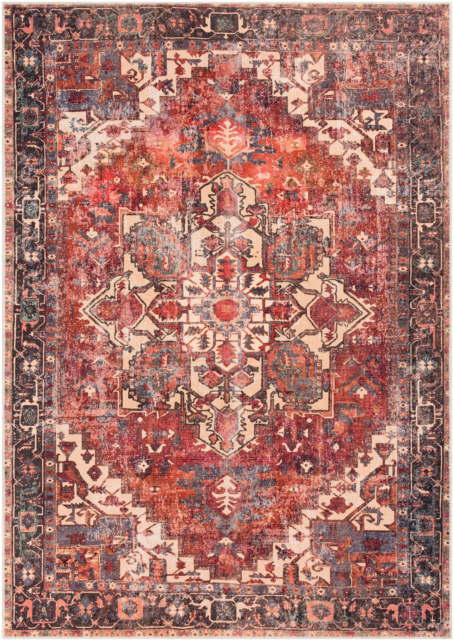 Surya Amelie Aml-2308 Rust, Dark Green, Butter, Denim Rugs.