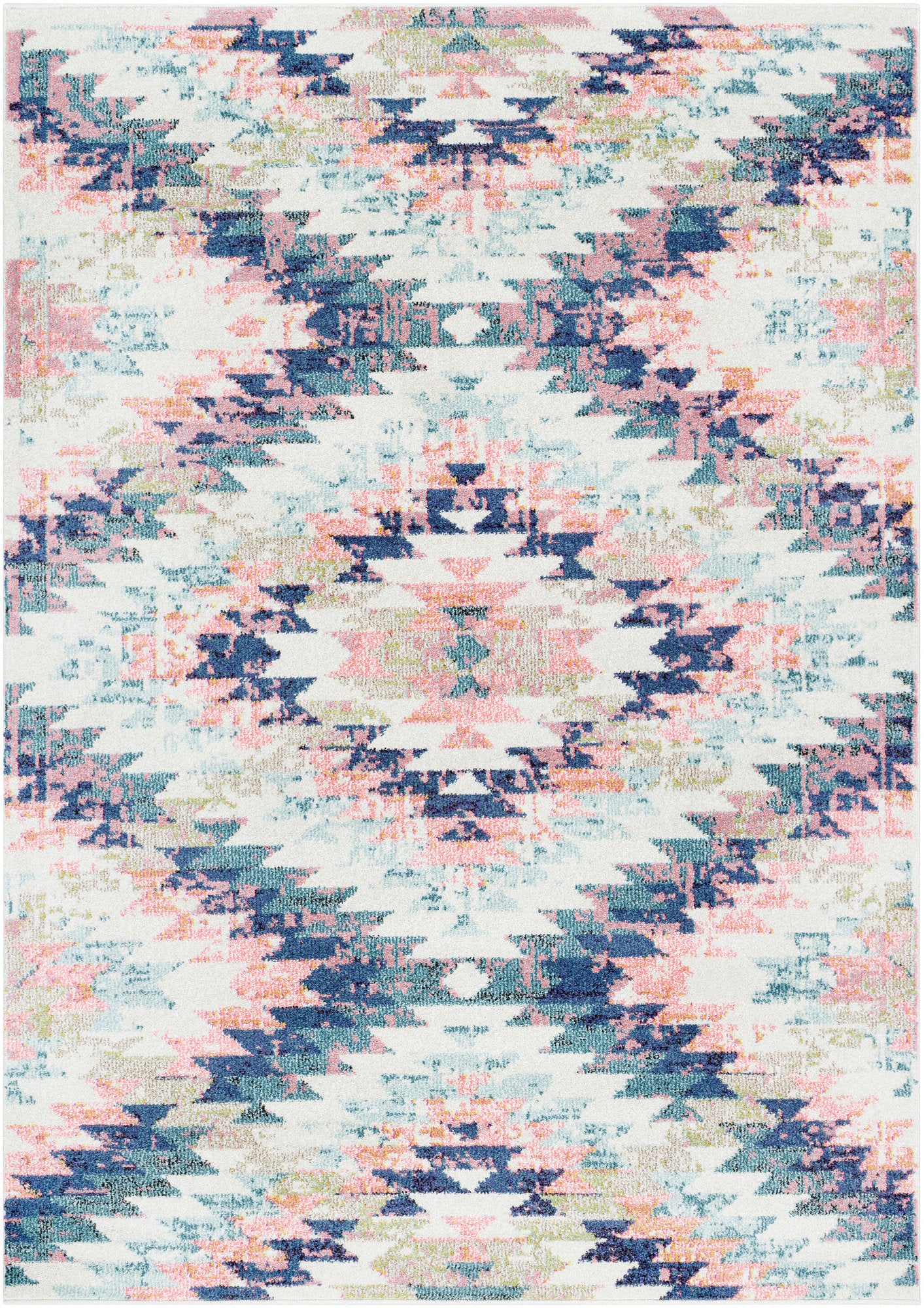 Surya Anika Ani-1027 White, Light Beige, Light Brown, Aqua, Teal, Dark Blue Rug.