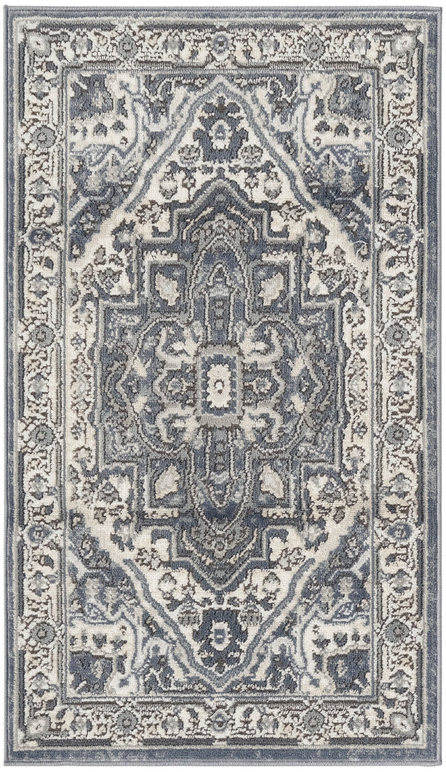 Nourison Quarry QUA18 Machine Made Navy, Ivory Rug