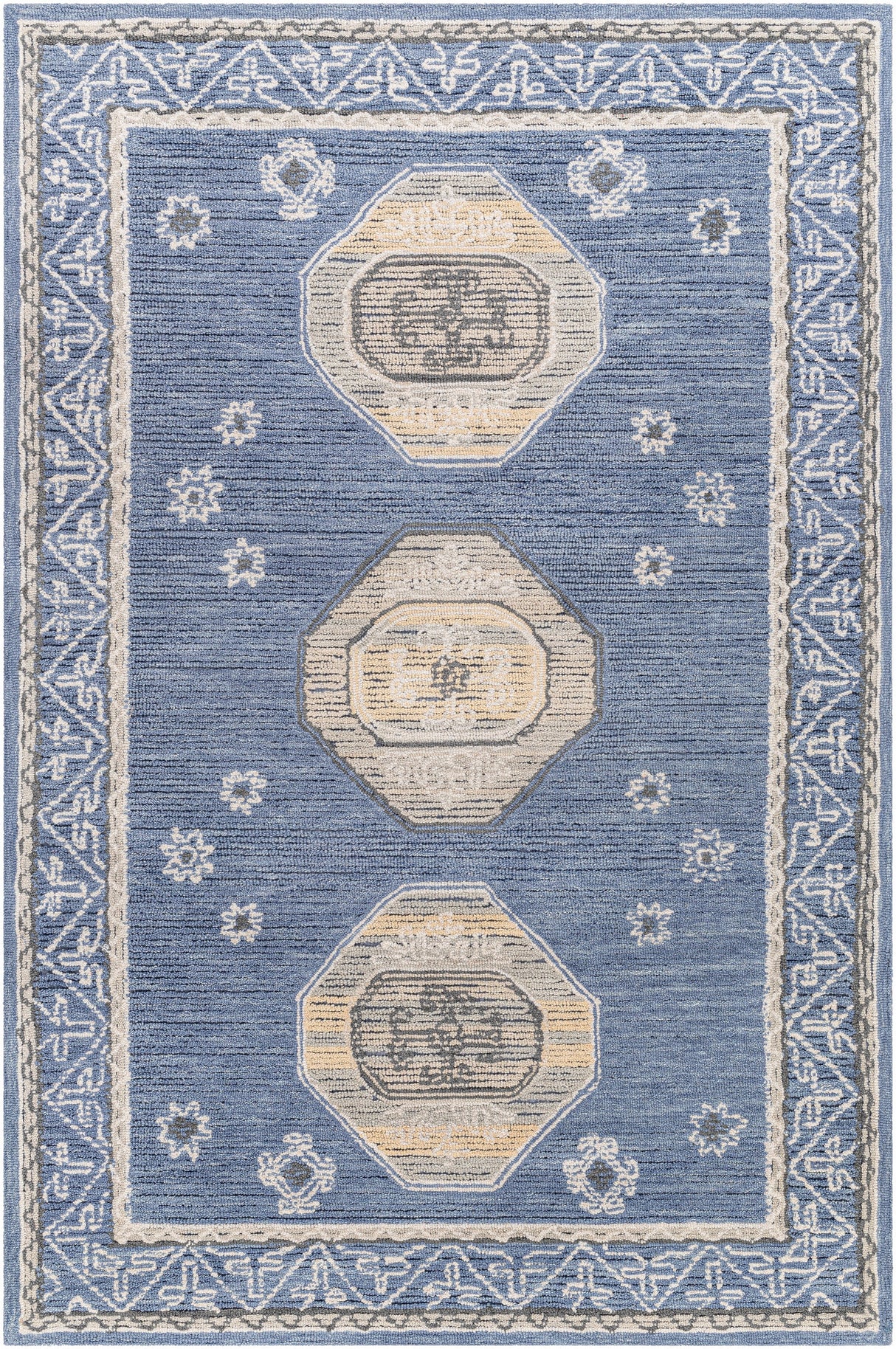 Surya Addyson Ayo-2300 Medium Gray, Wheat, Cream, Denim Rug.