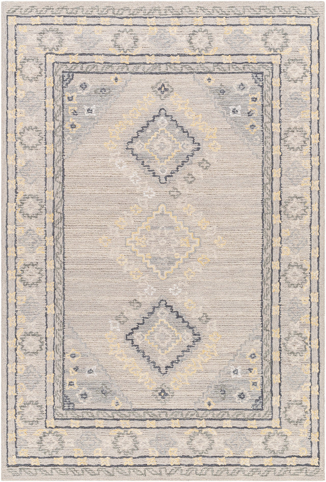 Surya Addyson Ayo-2304 Light Gray, Charcoal, Yellow Rug.
