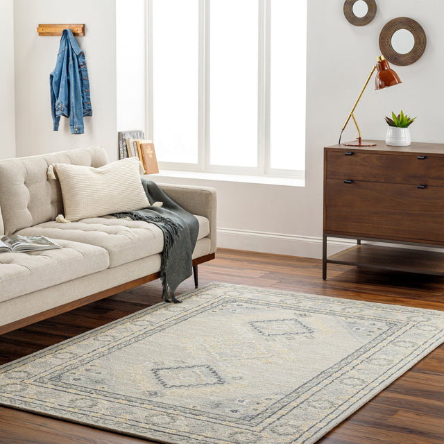 Surya Addyson Ayo-2304 Light Gray, Charcoal, Yellow Rug.