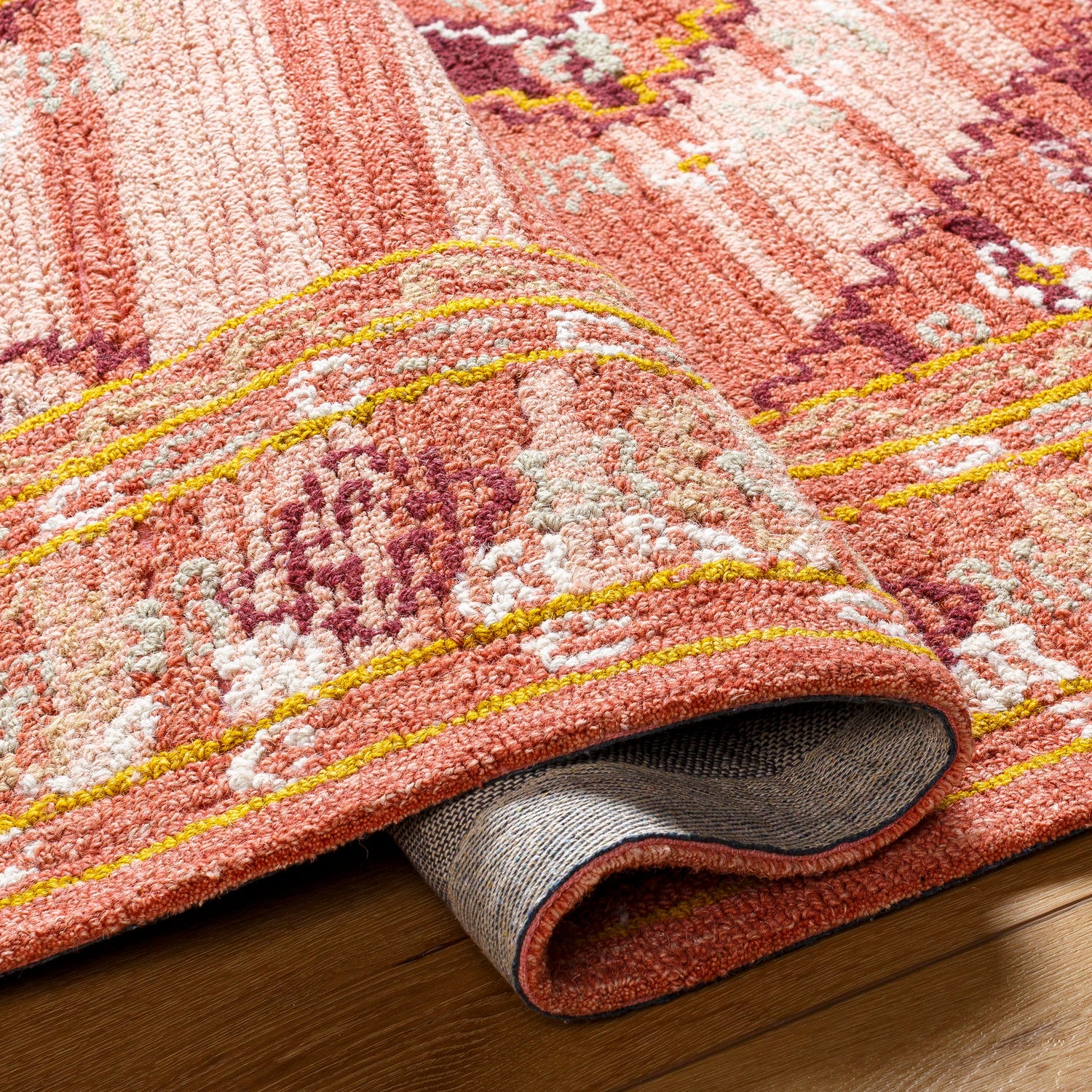 Surya Addyson Ayo-2306 Dusty Coral, Grass Green, Dusty Pink Rug.
