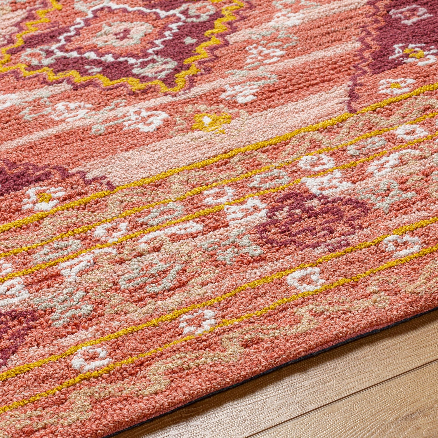Surya Addyson Ayo-2306 Dusty Coral, Grass Green, Dusty Pink Rug.