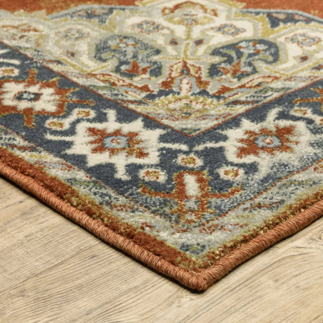 Oriental Weavers Sphinx Branson Br04A Rust/ Beige Rugs - corner detail