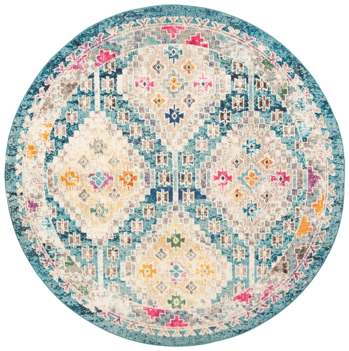 Safavieh Madison 5'-0" x 5'-0" Rug in Dark Blue / Yellow
