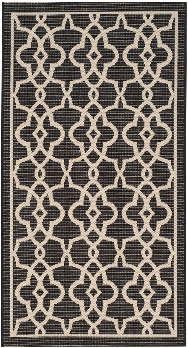 Safavieh Courtyard 2'-7" x 5'-0" Rug in Black / Beige