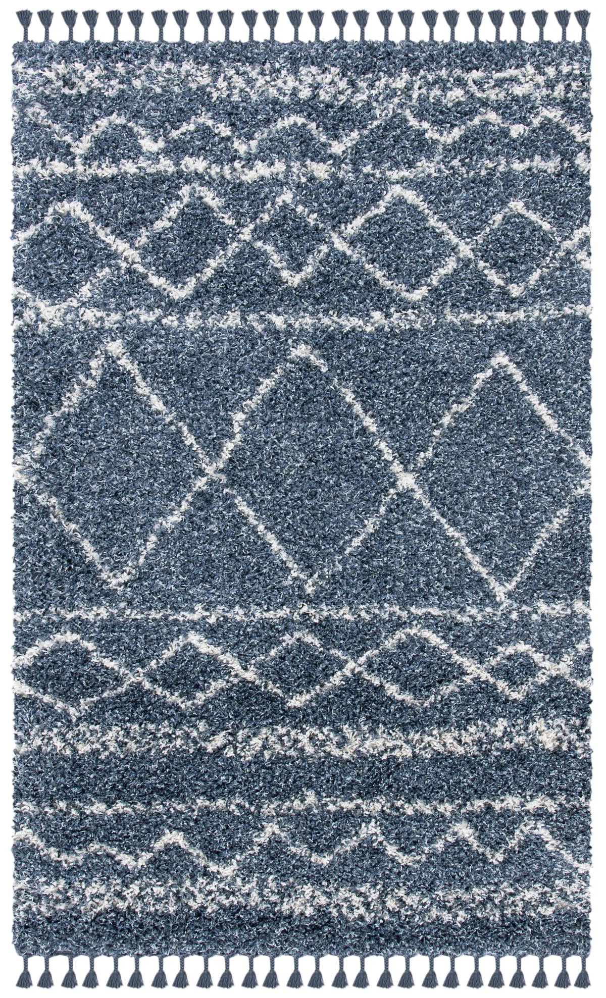 Safavieh Pro Lux Shag 400 4'-0" x 6'-0" Rug in Blue / Ivory
