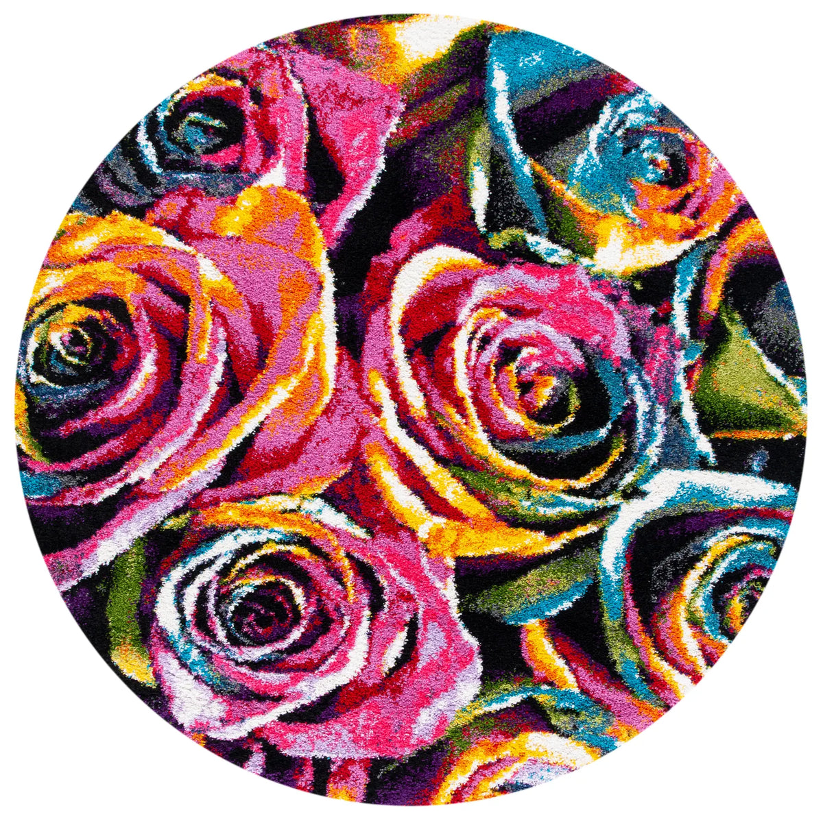 Safavieh Fiesta Shag 6'-7" x 6'-7" Rug in Fuchsia / Multi
