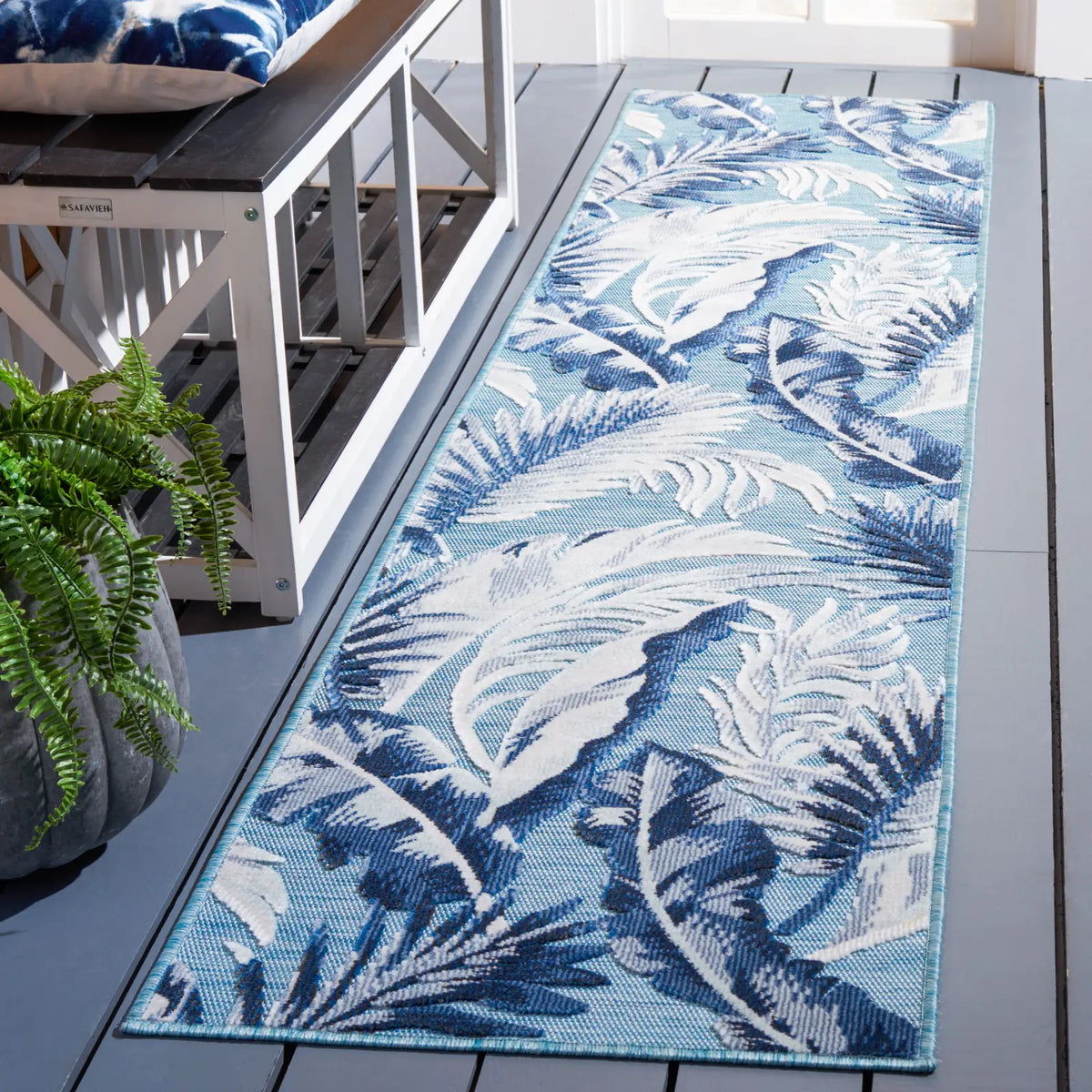 Safavieh Cabana 2'-0" x 10'-0" Rug in Aqua / Navy
