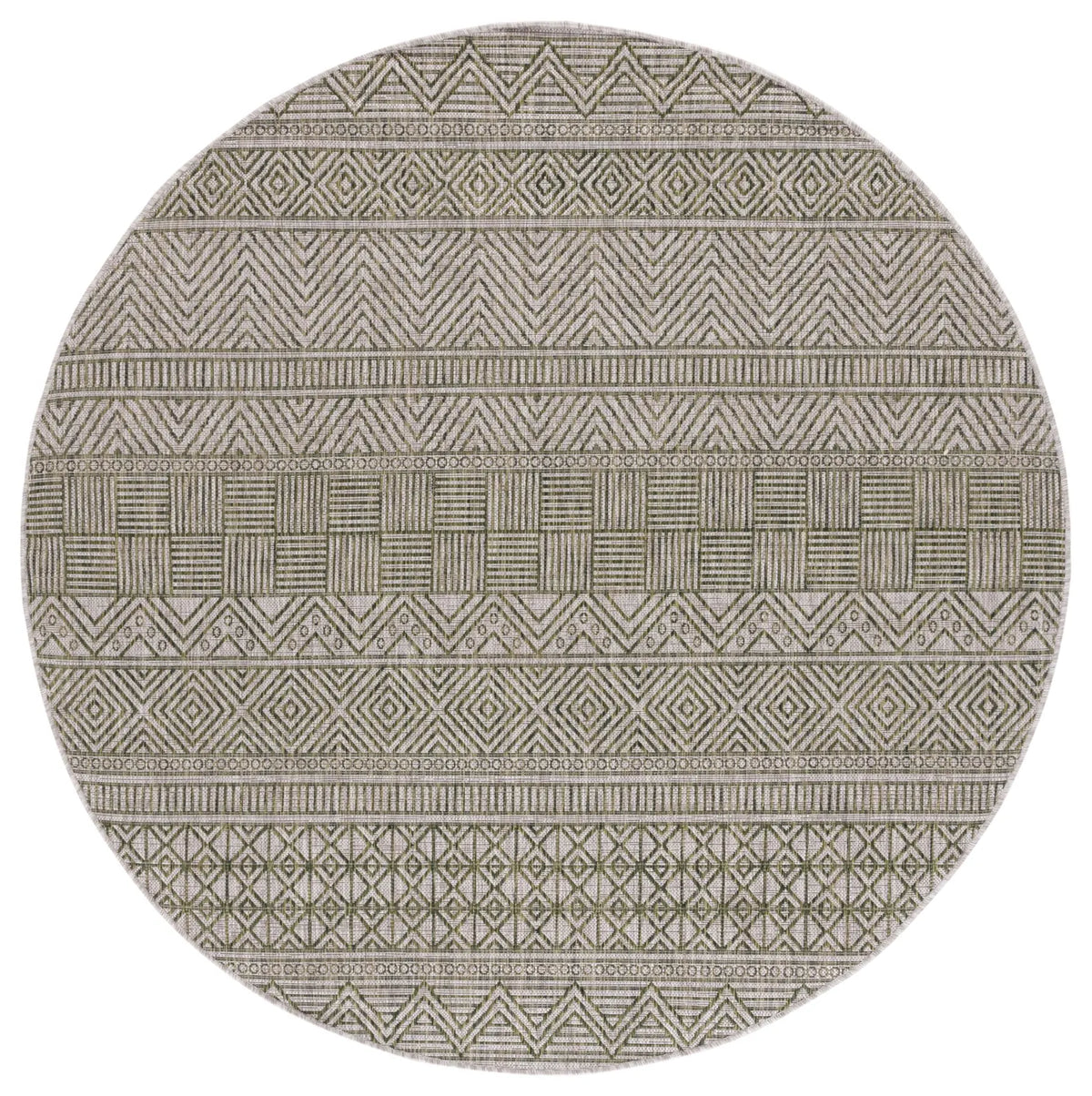Safavieh Courtyard 6'-7" x 6'-7" Rug in Grey / Olive Green