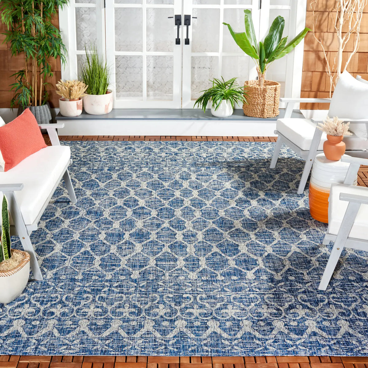 Safavieh Courtyard 8'-0" x 11'-0" Rug in Navy / Grey