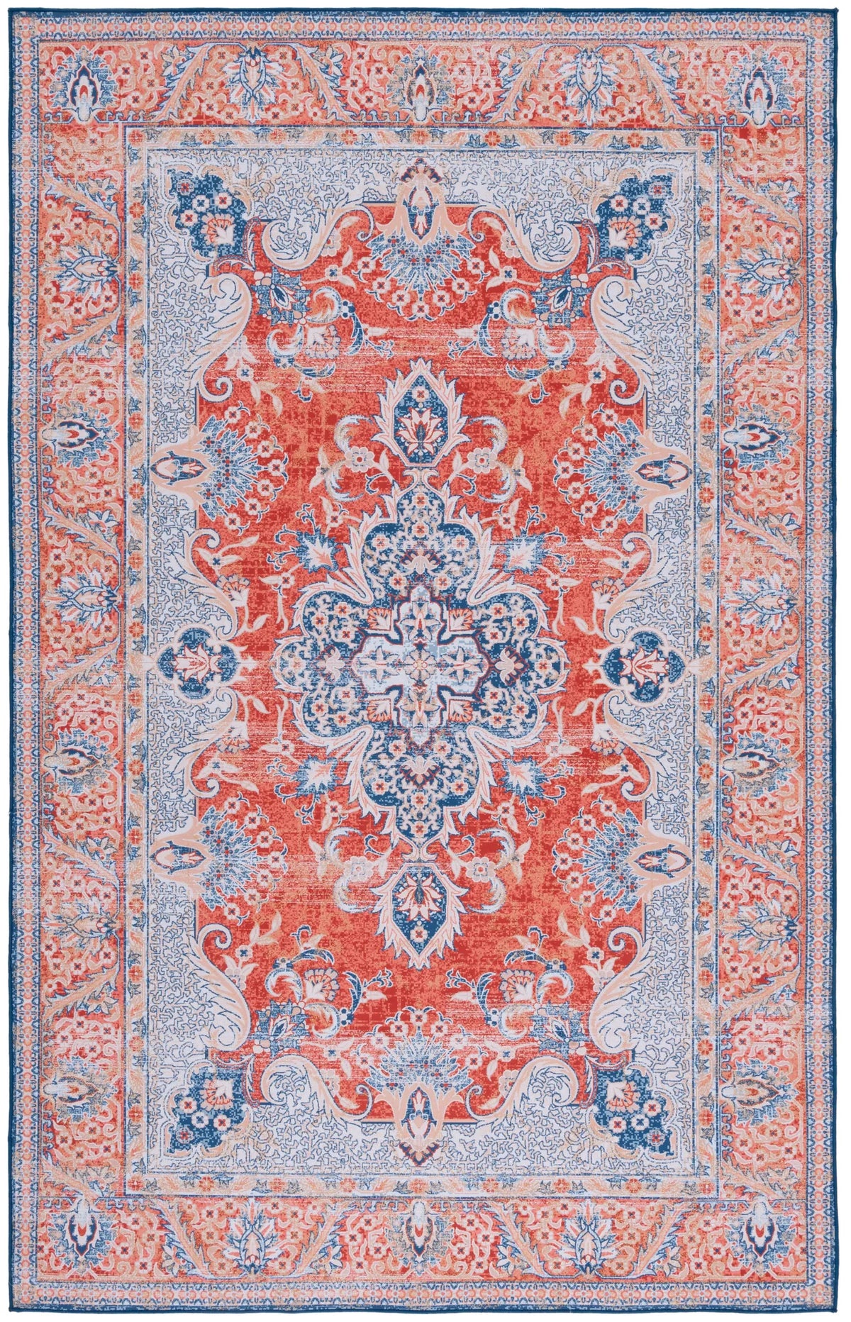 Safavieh Tucson 4'-0" x 6'-0" Rug in Rust / Blue