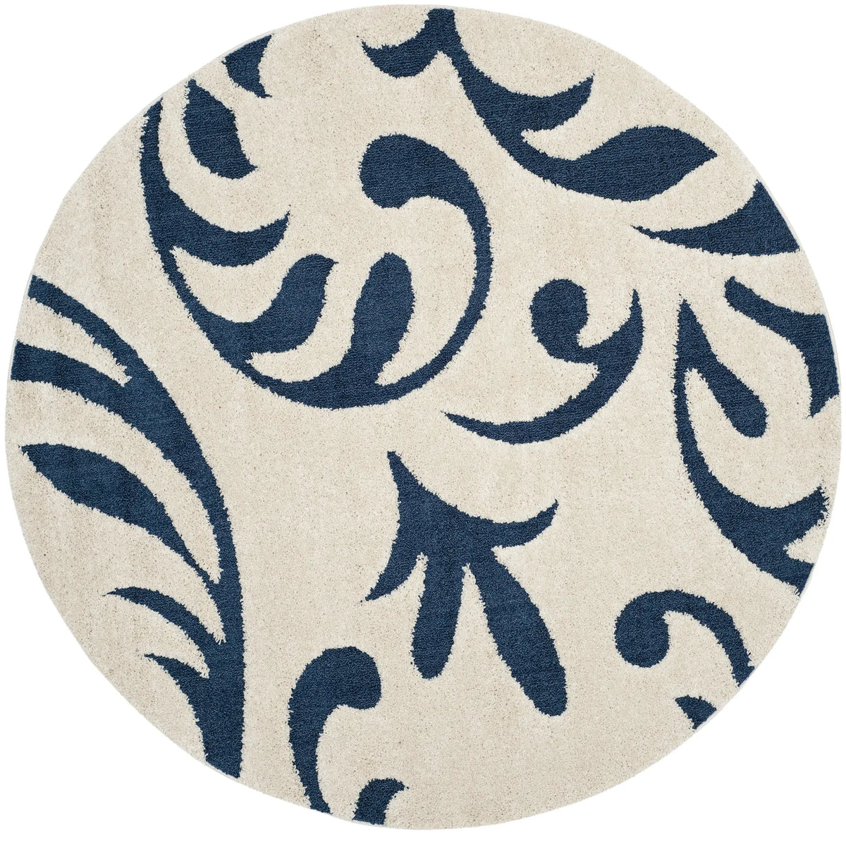 Safavieh Florida Shag 6'-7" x 6'-7" Rug in Cream / Blue