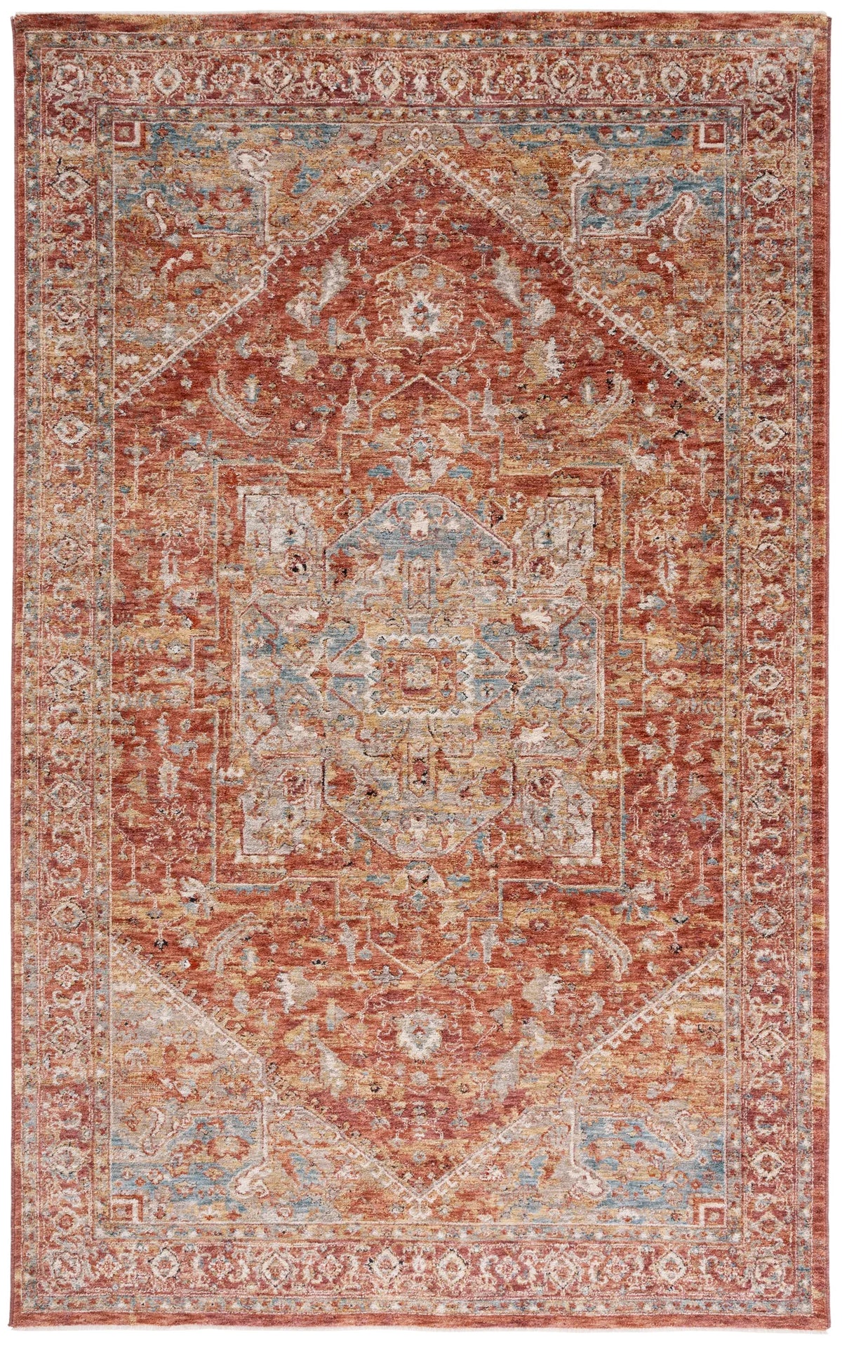 Safavieh Valencia 4'-0" x 6'-2" Rug in Rust / Beige Blue