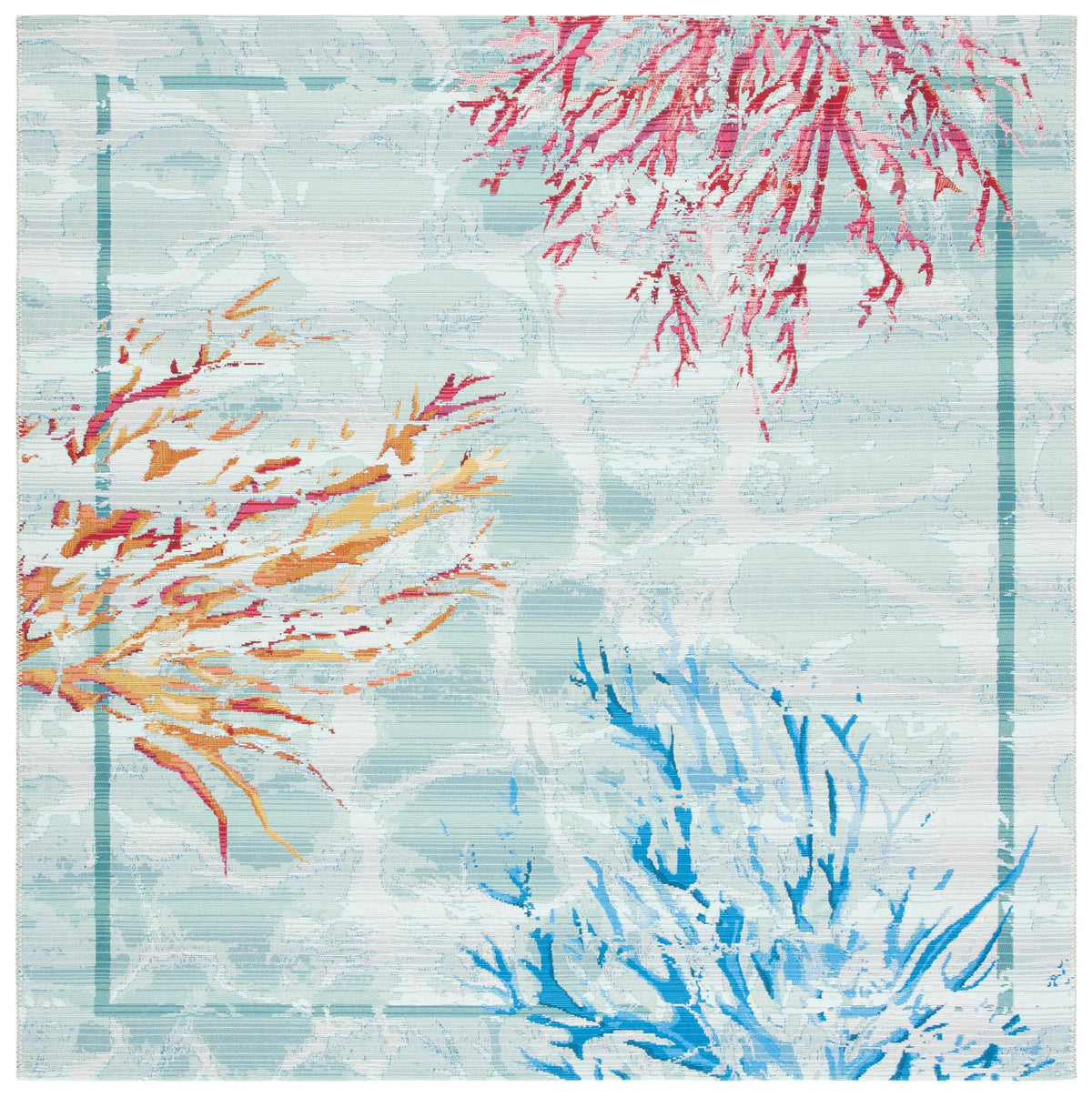 Safavieh Barbados 500 6'-6" x 6'-6" Rug in Teal / White