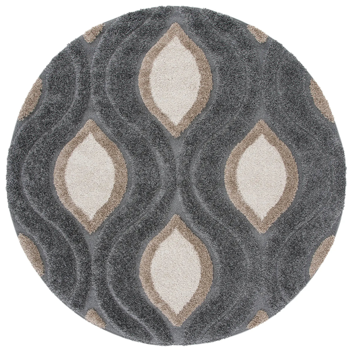 Safavieh Florida Shag 6'-7" x 6'-7" Rug in Grey / Ivory