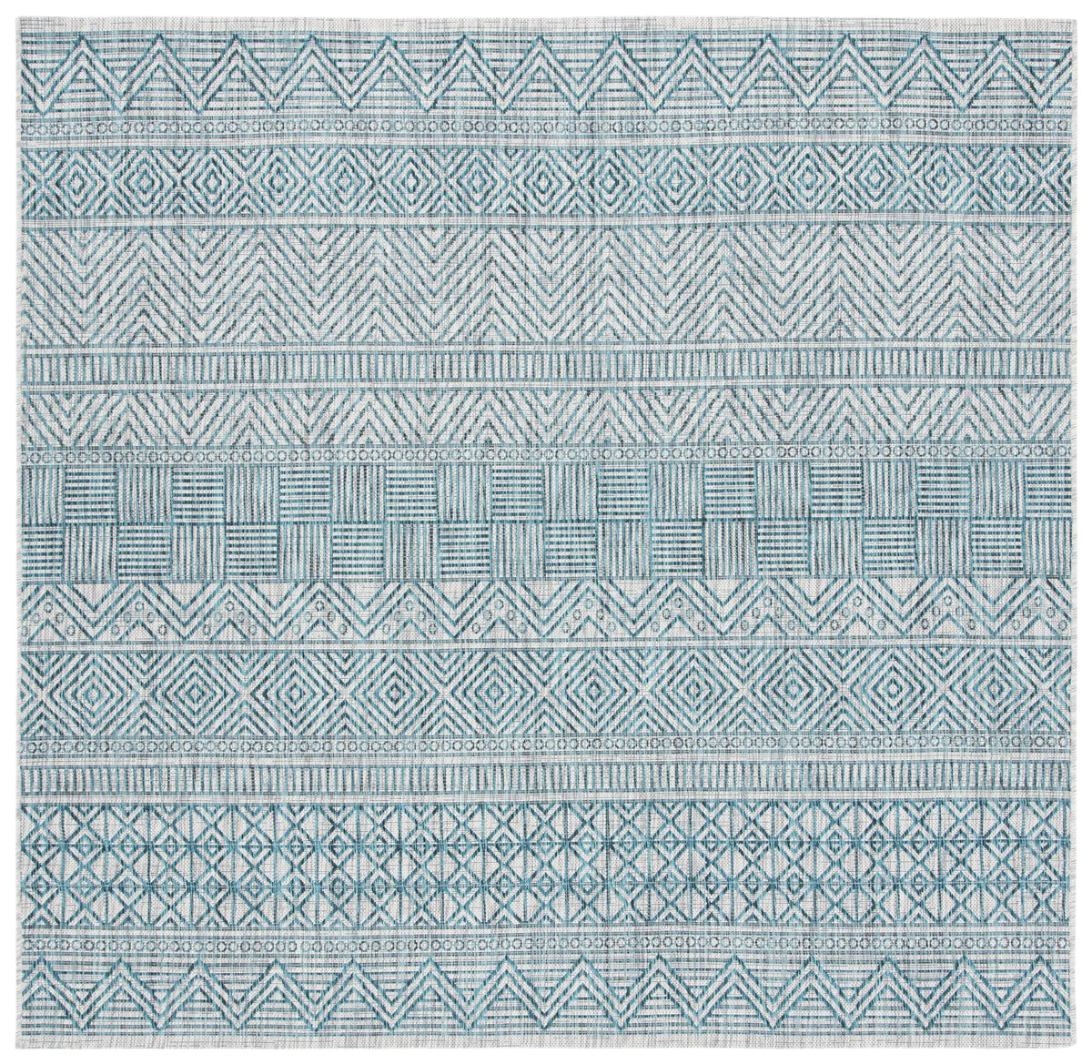 Safavieh Courtyard 6'-7" x 6'-7" Rug in Grey / Teal
