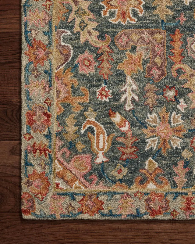 Loloi Victoria Vk-22 Navy/Multi Rug - corner on wood
