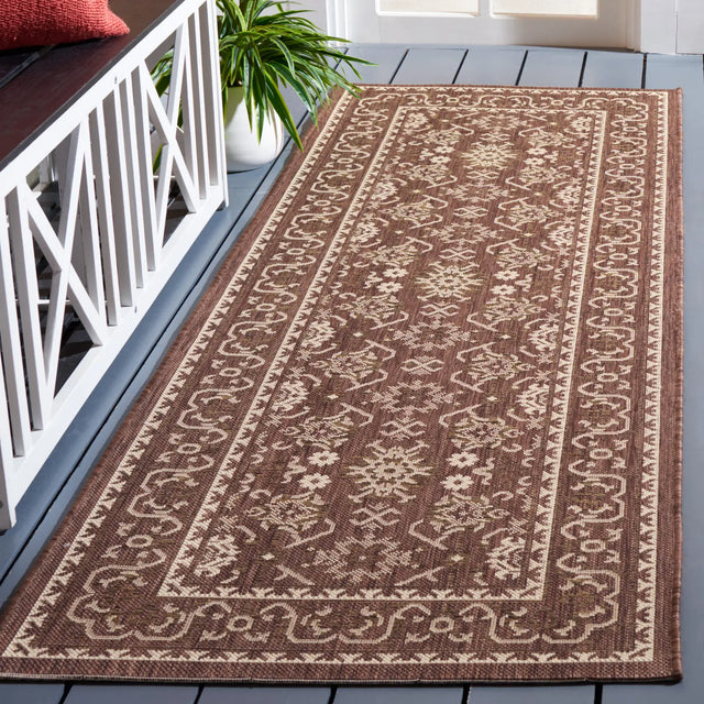 Safavieh Courtyard 2'-7" x 8'-2" Rug in Chocolate / Cream