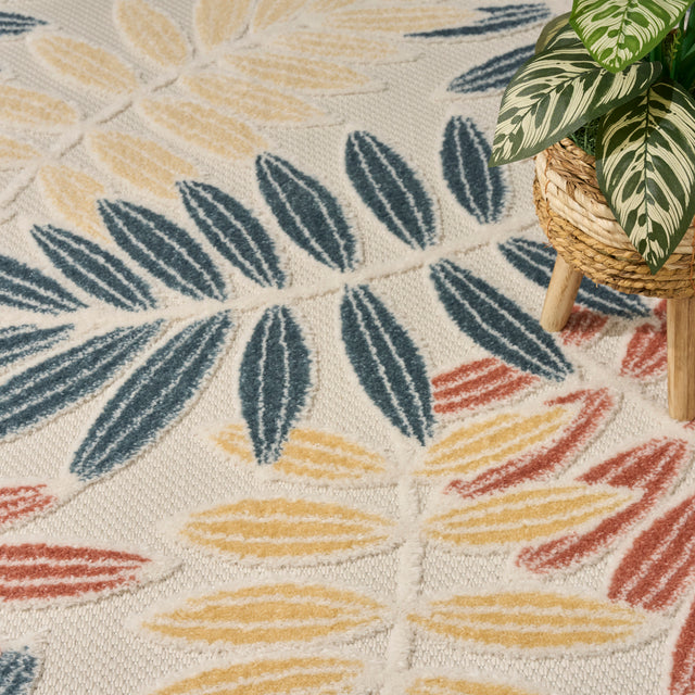 Nourison Aloha ALH18 Machine Made Ivory, Blue Rug