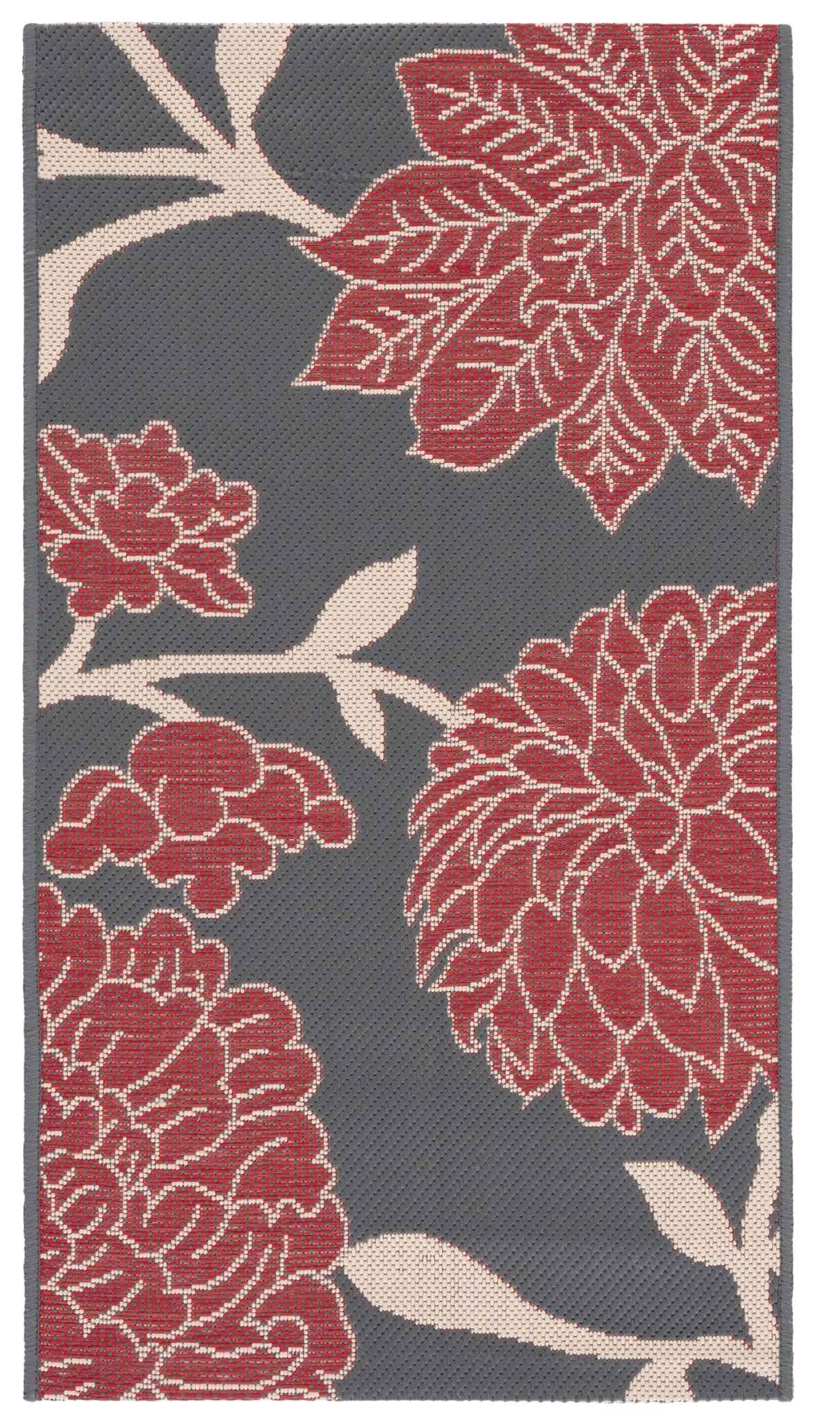 Safavieh Courtyard 2'-0" x 3'-7" Rug in Anthracite / Red