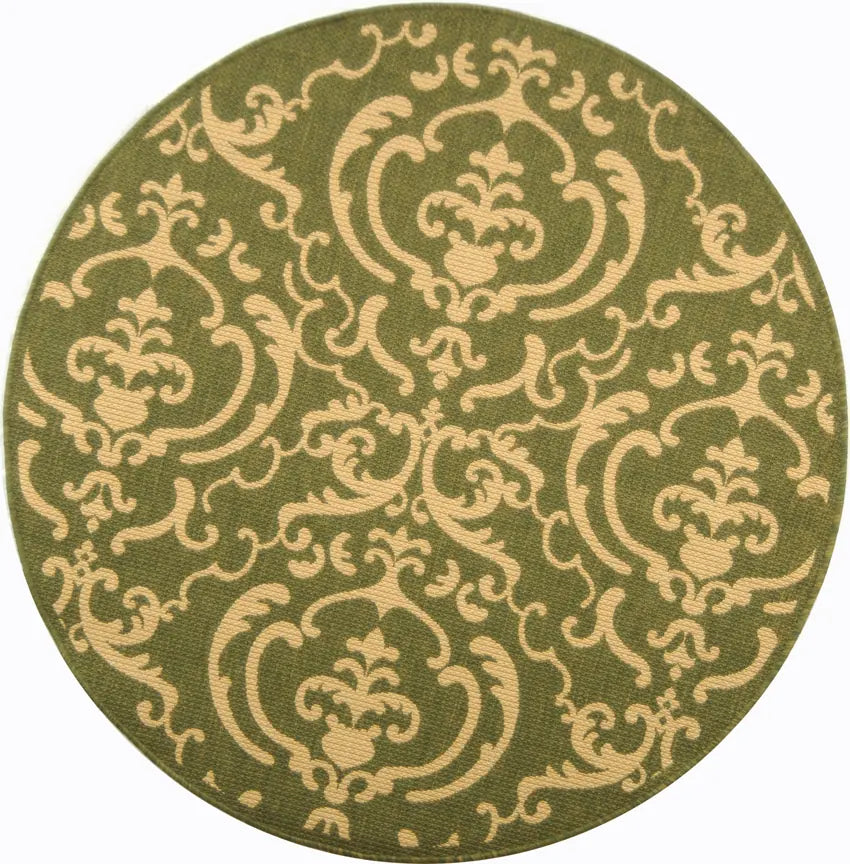 Safavieh Courtyard 5'-3" x 5'-3" Rug in Olive / Natural