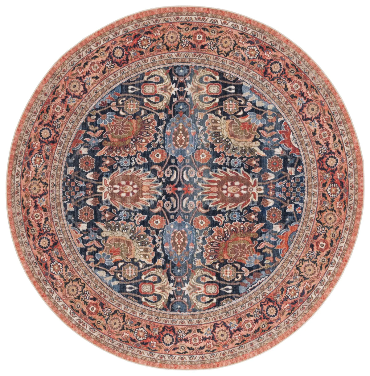 Safavieh Journey 6'-7" x 6'-7" Rug in Navy / Rust Beige