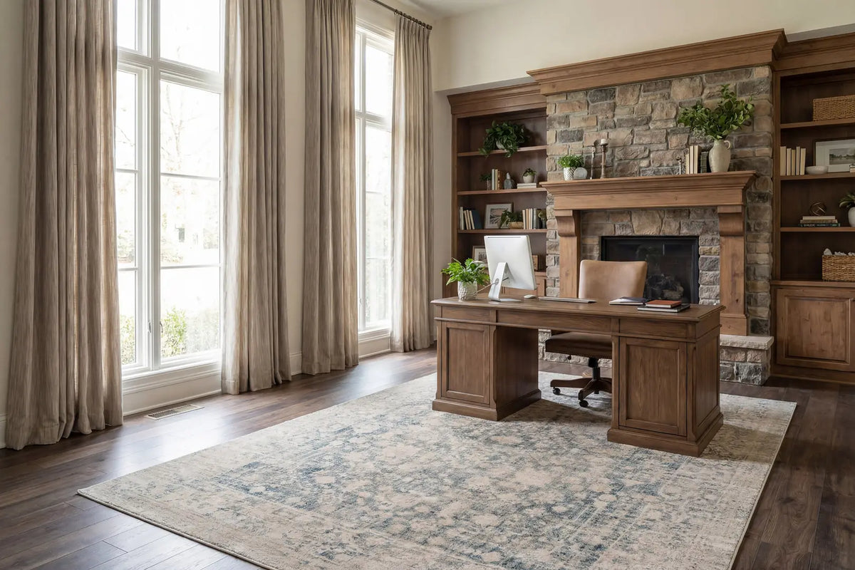 Dynamic Rugs Bloomfield 19603 Power Loomed Transitional Grey/Cream Rug - Room