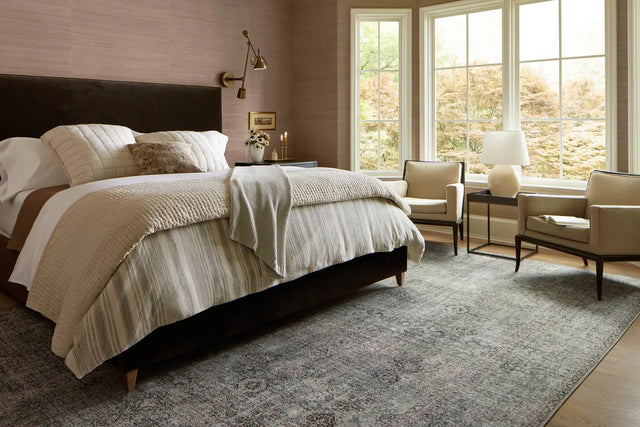 Chris Loves Julia x Loloi Jules 8-Jul Emerald / Antique Ivory Rug - room scene 1 horizontal