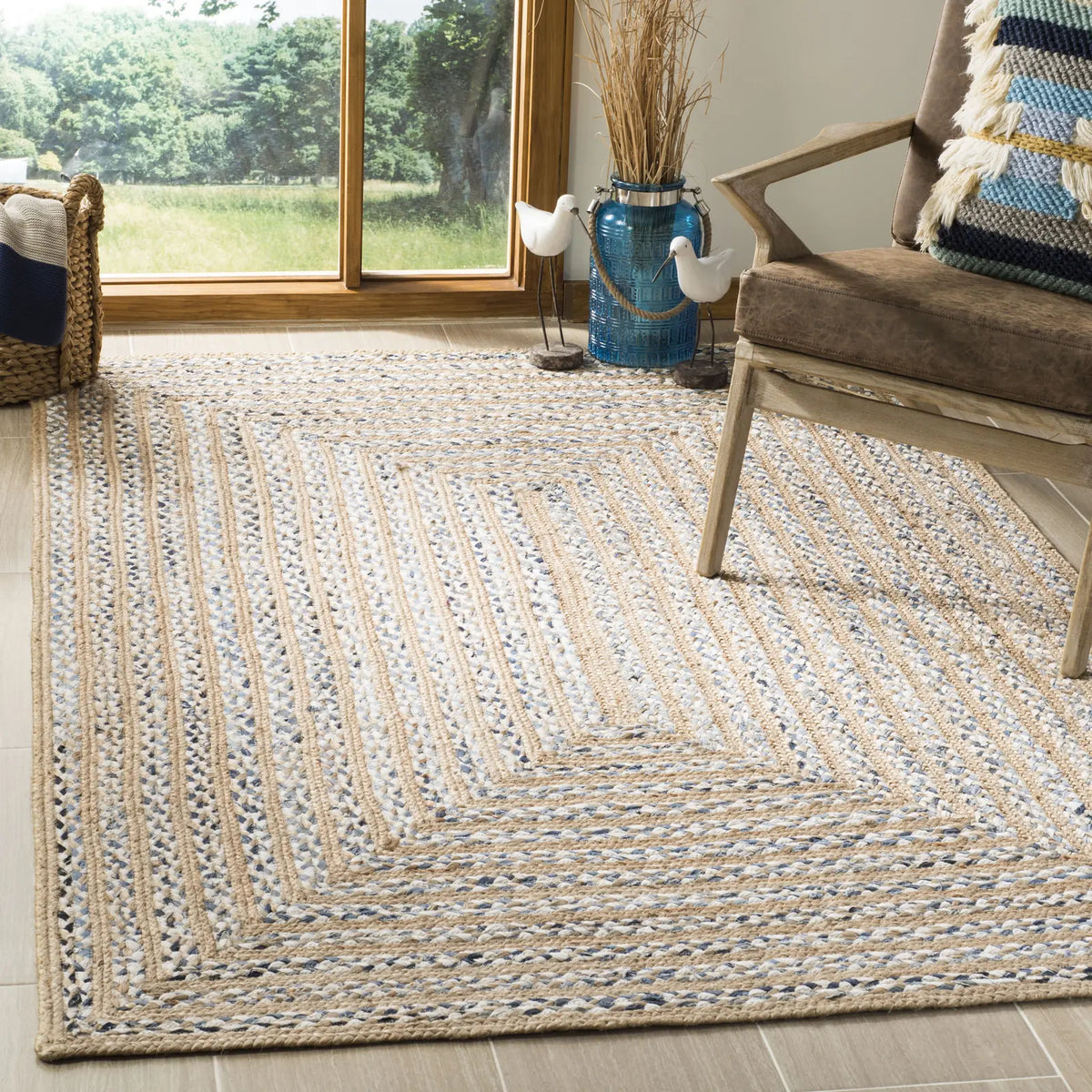 Safavieh Natural Fiber 4'-0" x 6'-0" Rug in Blue / Natural