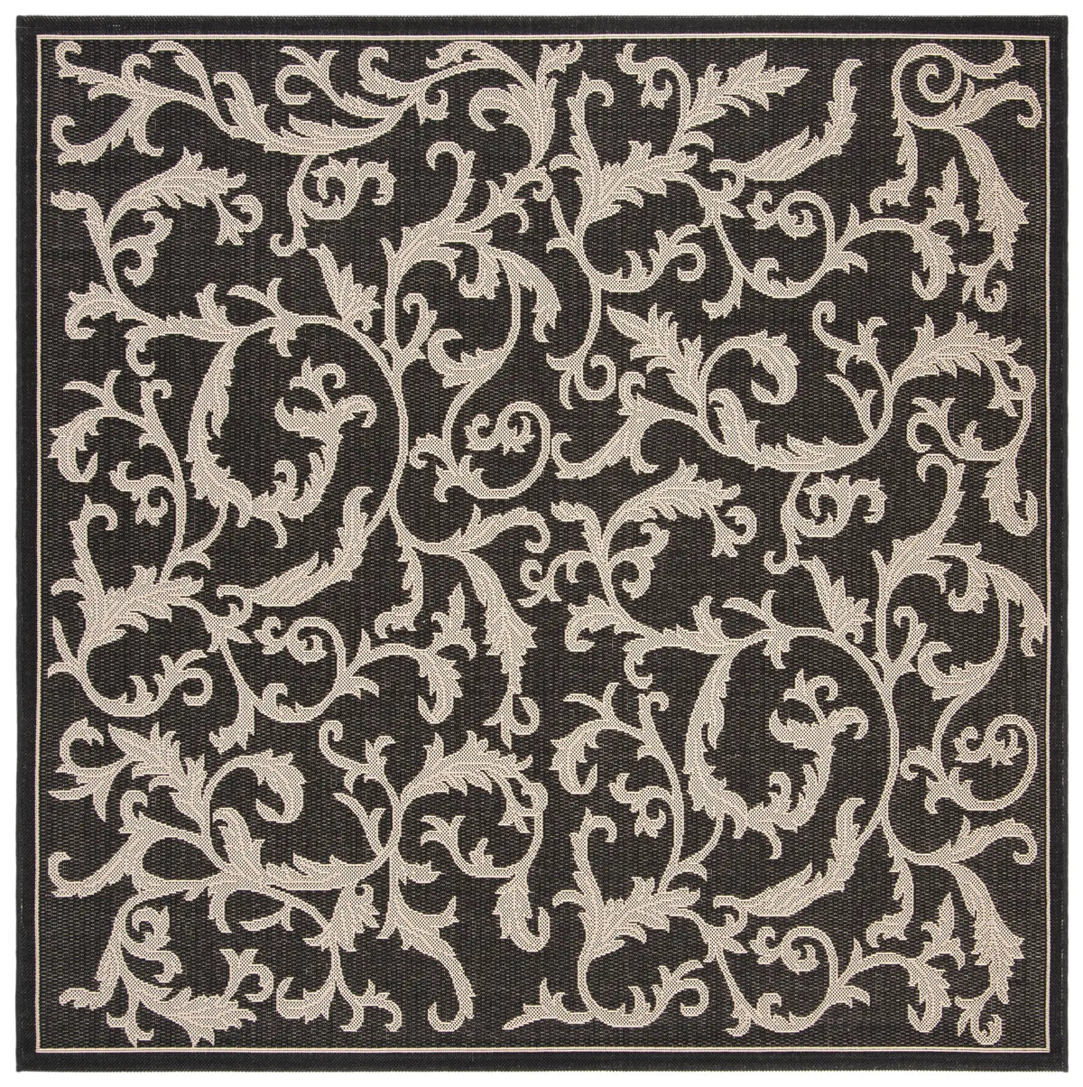 Safavieh Courtyard 6'-7" x 6'-7" Rug in Black / Sand