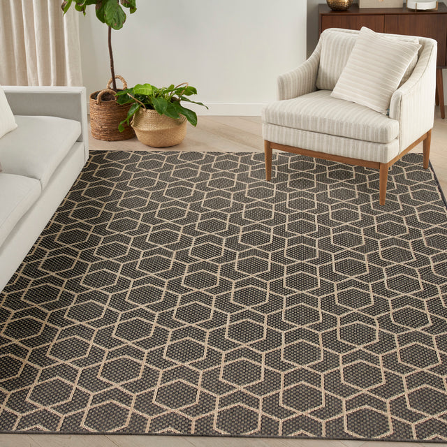 Nourison Horizon Indoor/Outdoor HOZ01 Charcoal Contemporary Area Rugs
