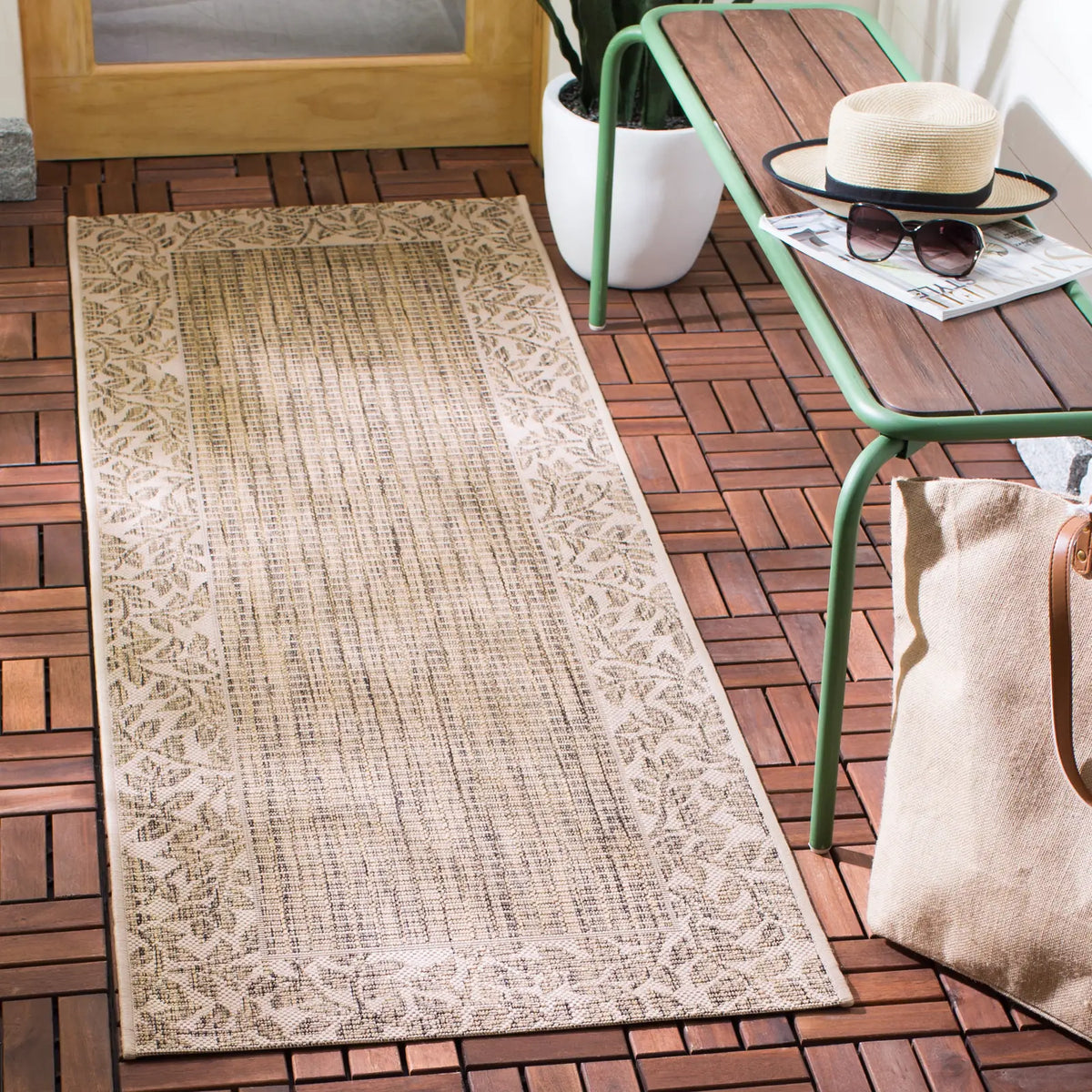 Safavieh Courtyard 2'-3" x 10'-0" Rug in Brown / Natural