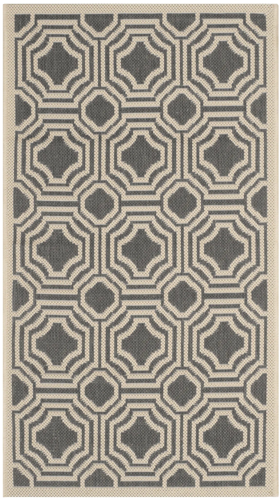 Safavieh Courtyard 2'-0" x 3'-7" Rug in Anthracite / Beige