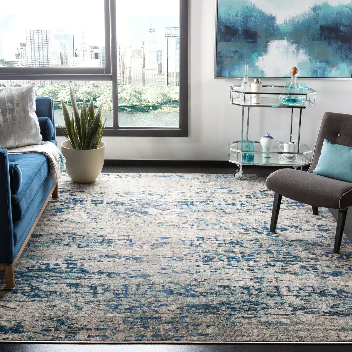 Safavieh Madison 10'-0" x 14'-0" Rug in Grey / Blue