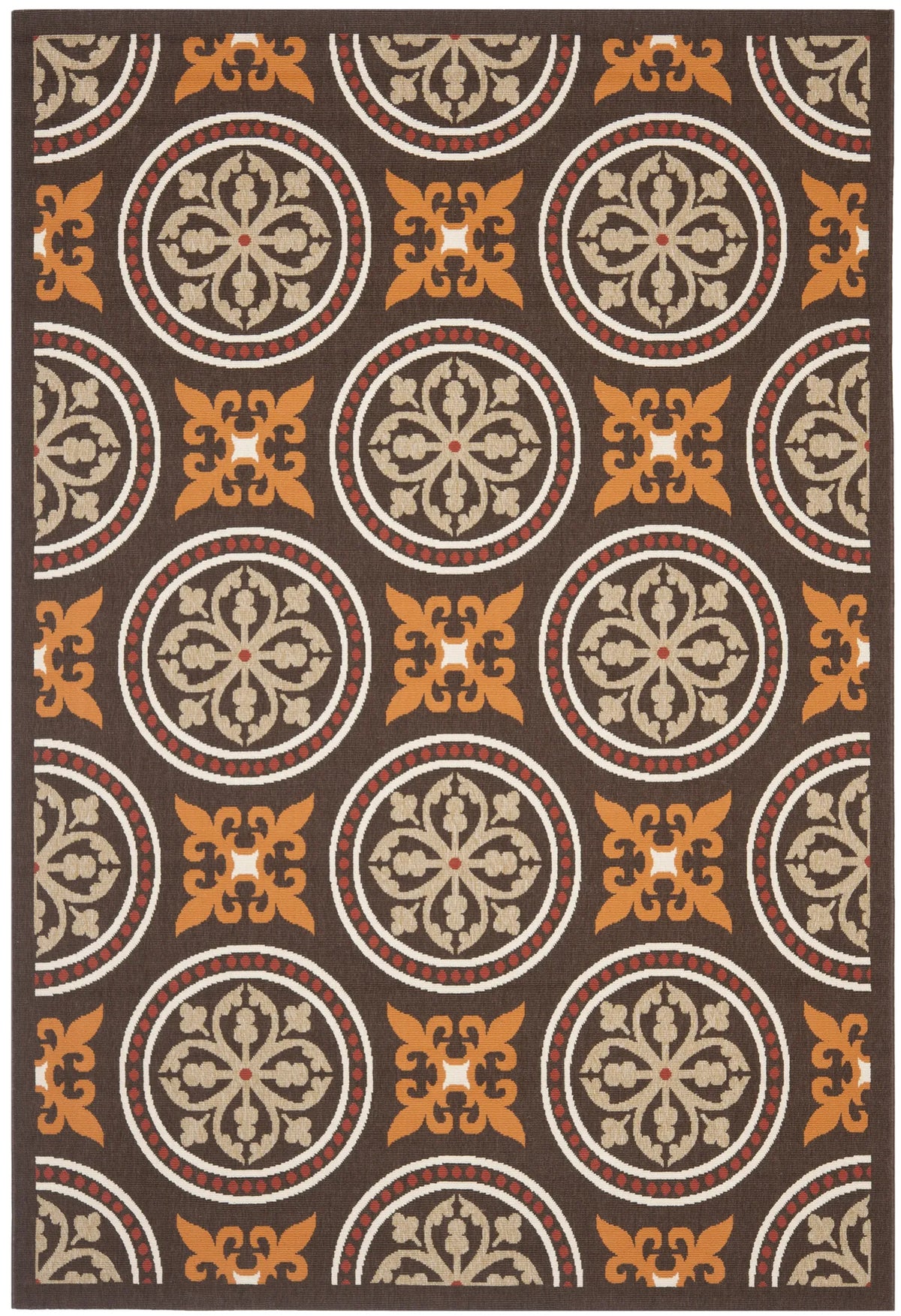 Safavieh Veranda 4'-0" x 5'-7" Rug in Chocolate / Terracotta