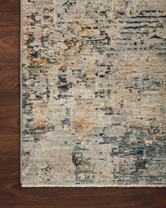 Loloi Axel Axe-03 Beige/Sky Rugs - corner on wood