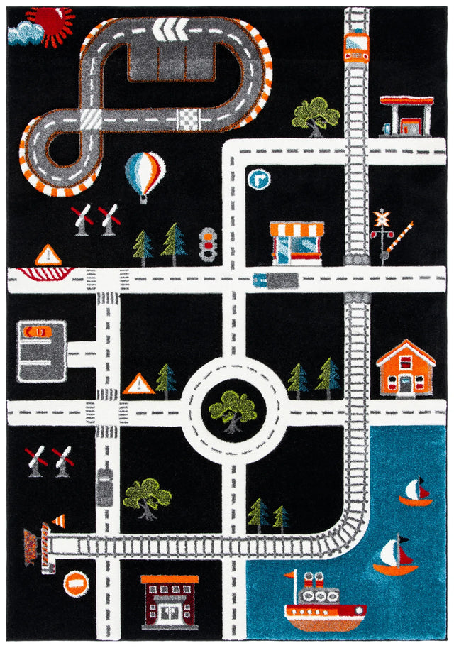 Safavieh Carousel Kids 100 4'-0" x 6'-0" Rug in Black / Ivory
