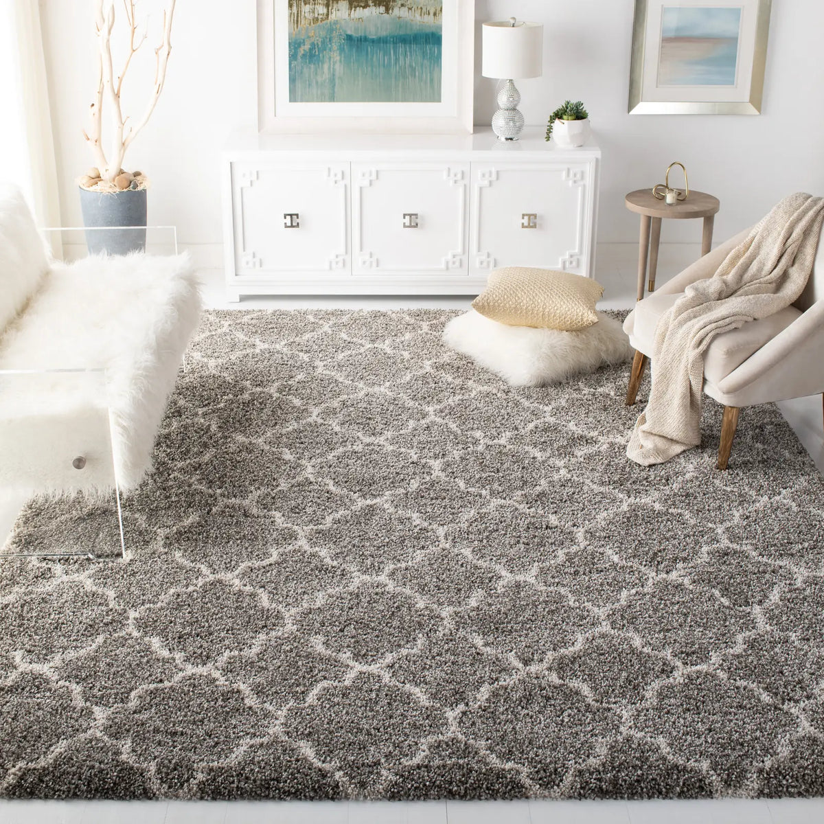 Safavieh Hudson Shag 10'-0" x 14'-0" Rug in Grey / Ivory
