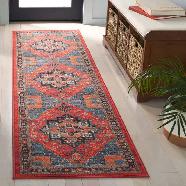 Safavieh Journey 2'-2" x 8'-0" Rug in Rust / Blue Black