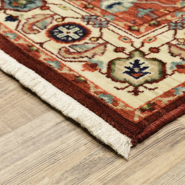 Oriental Weavers Lilihan 5502C Red/ Ivory Rug - corner detail